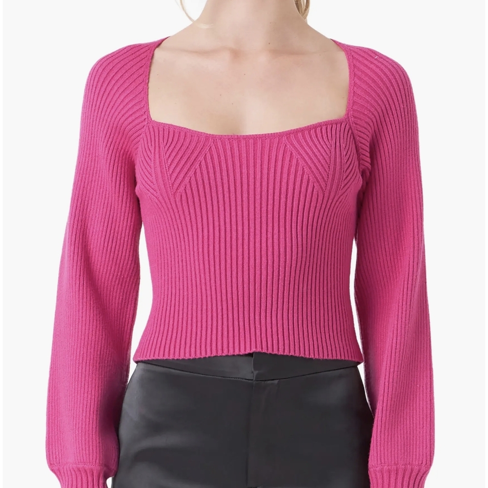 Endless Rose Fuchsia Ribbed Knit Top